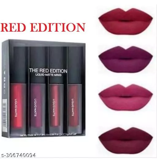 Red Matte Longlasting Crayon Lipstick Smudgeproof & Waterproof (Pack of 4) 20 gm
