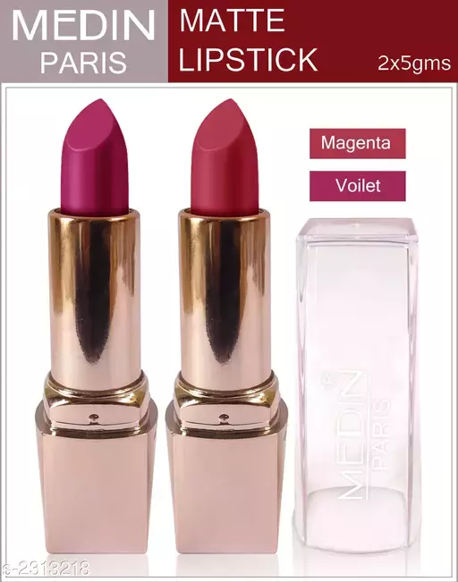 Medin Paris water proof ADS Balm MatteElegant Colors Matte Lipstick(Pack of 2)