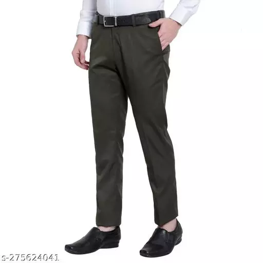  Ashu Mens Formal Pants/Formal Slim Fit Trousers/ Formal Office Pants (Bt Green)