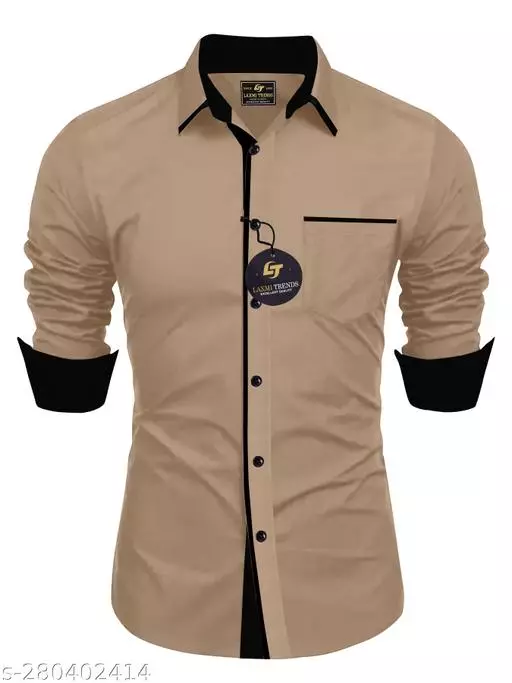 Men Regular Fit Solid Button Down Collar Formal Shirt 