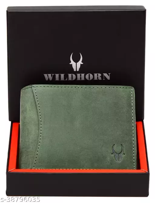 Trendy WildHorn? Green RFID Protected 100% Genuine Leather Wallet for Men?