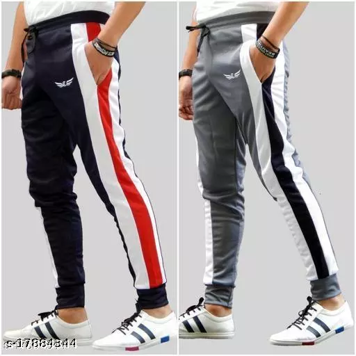  Chrome & Coral Men Colorblocked Jogger Pants Black Track Pants